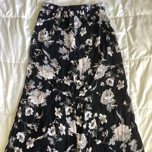 Floral Black and White Skirt